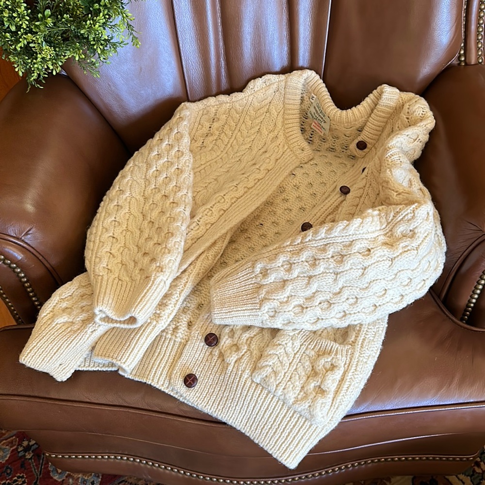 Cladyknit of ancient traditional stitches cardigan. Made in Ireland.